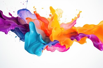 Poster - Colorful paint splashes isolated on white background. Abstract art. Colorful paint splashes and blots on a black background, AI Generated