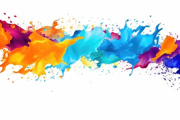 Poster - Abstract colorful paint splashes isolated on white background. Colorful paint splashes and blots on a black background, AI Generated