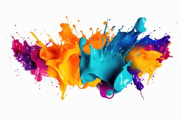 Poster - Colored paint splashes isolated on white background. 3d rendering, Colorful paint splashes and blots on a black background, AI Generated