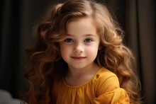 Portrait Of 3 Years Old Girl On Gray Background 