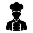 minimal chef uniform and face vector silhouette, silhouette, black color, white background