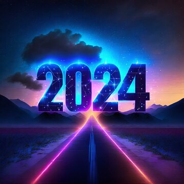 2024 happy new year celebration in a futuristic way
