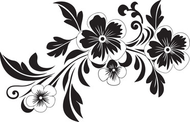 Canvas Print - Flower Line Art Silhouette Illustration Vector