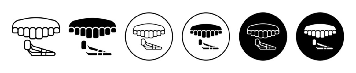 Poster - dental veneer Icon. prosthetic mouth teeth whitening cosmetic shells veneering treatment procedure by dentistry. aesthetic tooth denture for oral hygiene symbol sign. dental veneer implant vector set