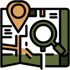 Wall Mural - magnifying glass on a map. vektor icon illustation