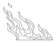 Fire flame line icon. Cartoon heat wildfire or bonfire, burn power fiery. Power light energy silhouette linear style. Campfire element in flat style