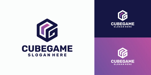 Poster - letter g logo design in hexagon shape