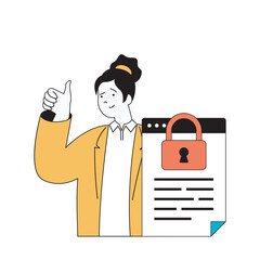 Poster - marketing and development concept with cartoon people in flat design for web. woman promoting brand 
