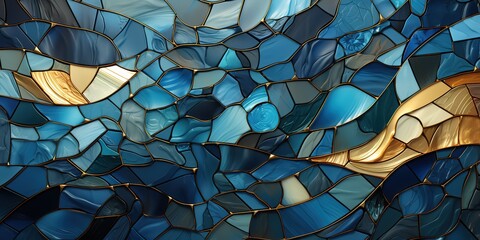 Wall Mural - beautiful blue and black glass mosaic background with embossed effect. generative AI