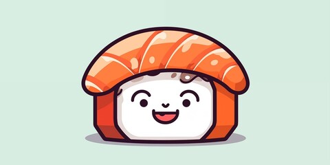 Animated sushi character with cheerful expression. Food illustration and humor.