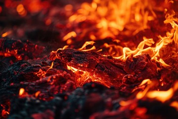 Poster - Close-up shot of fiery flames in the background. Perfect for adding a dramatic touch to any project