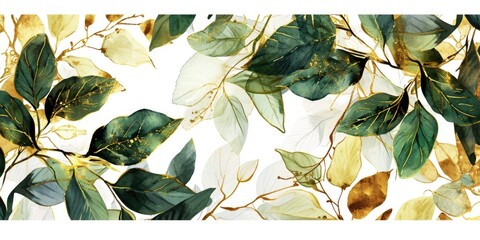 Wall Mural - A painting of a bunch of leaves on a white background. Suitable for various design projects