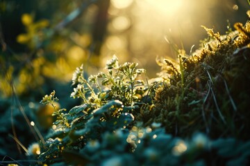 Poster - A detailed close-up of a tree trunk covered in moss. Perfect for nature enthusiasts or anyone looking for a natural, organic feel.