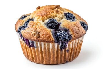Poster - A delicious blueberry muffin on a clean white background. Perfect for food blogs, bakery advertisements, or breakfast menu designs