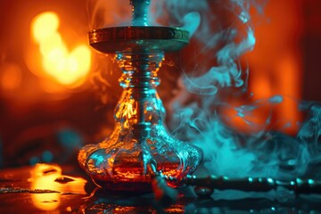 Poster - A close-up view of a glass with smoke billowing out of it. This image can be used to depict concepts such as relaxation, indulgence, or mystery