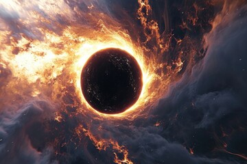 Poster - A striking image of a black hole in the middle of a sky filled with clouds.