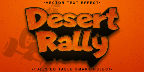 Poster - Cartoon Orange Desert Rally Vector Fully Editable Smart Object Text Effect