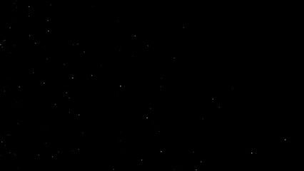 Poster - White Dust or snow particles falling on isolated black transparent background, Alpha channel stock video animation, Seamless loop 4K footage