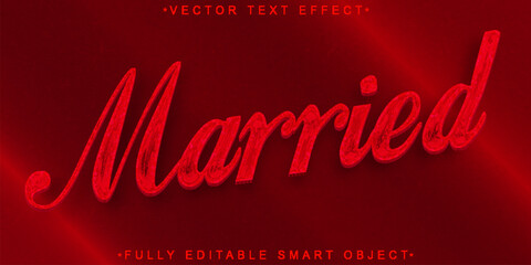 Wall Mural - Red Married Vector Fully Editable Smart Object Text Effect