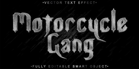 Poster - Silver Motorcycle Gang Vector Fully Editable Smart Object Text Effect