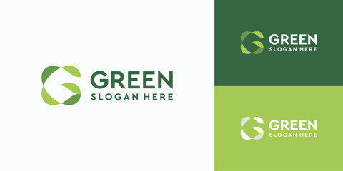 Poster - letter g logo design in leaf shape