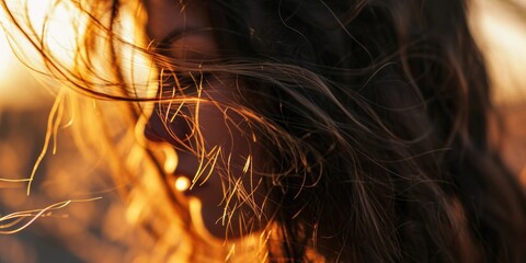 Poster - A close-up shot of a person with long hair. This versatile image can be used in various contexts
