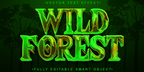 Poster - Green Shiny Wild Forest Vector Fully Editable Smart Object Text Effect