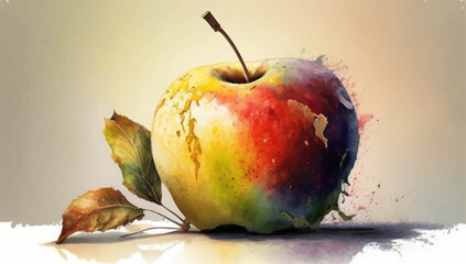 Wall Mural - Watercolor apple. Vector illustration on white background