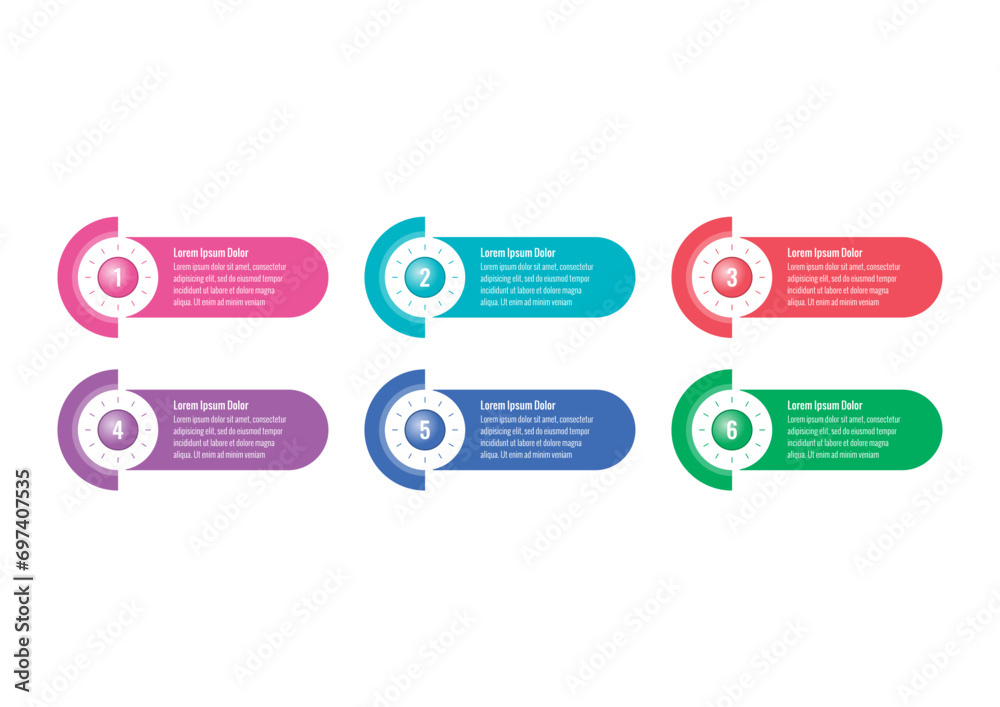 six steps infographic template. dial infographic template. internet, web, magazine, annual report information template. infographic template for business, science, education world