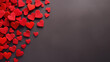Valentine's day background with red hearts on a black background