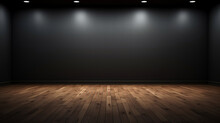 Empty Room With Dark Wall And Wooden Floor