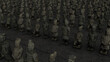 terracotta warriors in a row 3D animation in the dark