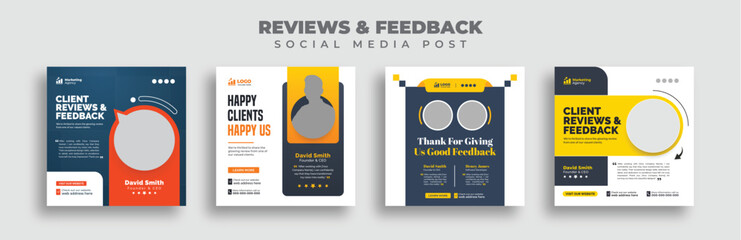 Canvas Print - Client testimonials or customer feedback social media post web banner template, Square web banner templates.