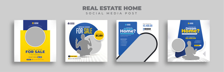 Wall Mural - real estate instagram social media post, house apartment sale social media post web square banner te