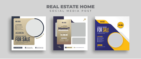 Wall Mural - real estate instagram social media post, house apartment sale social media post web square banner te