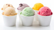 Mockup Strawberry, vanilla, chocolate different flavor ice cream scoops or balls. AI Generative