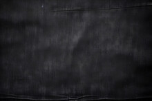 Surface Of Black Fabric Denim Grunge Texture Dark-gray Tone. Banner, Background Design Images. Blank Copy Space For Text Close-up