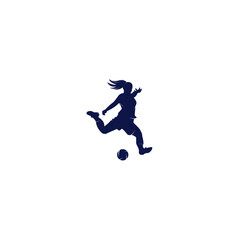 Wall Mural - Women football club vector logo design. Women football sports business logo concept.