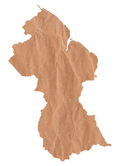 Wall Mural - Map of Guyana made with crumpled kraft paper. Handmade map with recycled material