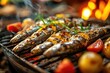 Grilled sardines with peppers, olive oil, and bread. Traditional Portuguese food, typical of popular festivals, popular saints Portugal