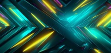 Vibrant Neon Light Graffiti With Abstract Yellow And Teal Zigzag Patterns On A Sharp 3D Texture