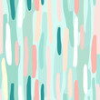 Abstract seamless pattern with hand drawn vertical stripes in pastel green, turquoise, pink colors on white background. Repeating pattern for background, graphic design, print