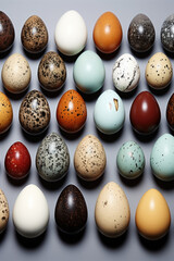 Wall Mural - A bunch of different colored eggs sitting on top of a table