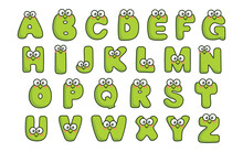 Cute Frog Alphabet Animal Font Colorful Letter
