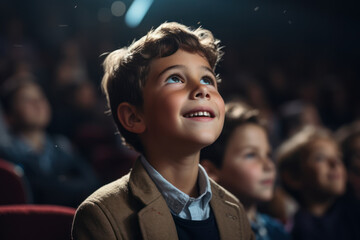 Wall Mural - A boy passionately engaged in a theater production, expressing creativity through acting. Generative Ai.