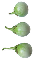 Green eggplant isolated on white background. Clipping path included.