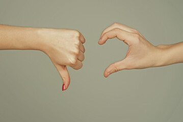 female and male hands in form of heart. hands in shape of love heart. heart from hands . love, frien