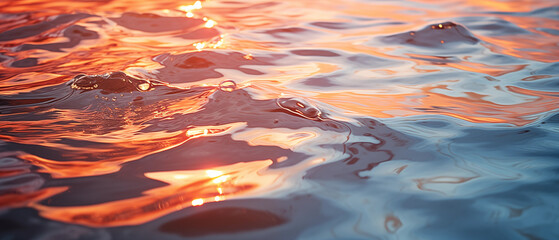 Wall Mural - Close-up of colorful water ripples at sunset