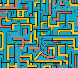 Poster - Maze Seamless Pattern