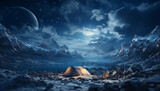 Fototapeta Londyn - camping In the plateau snow mountains at night